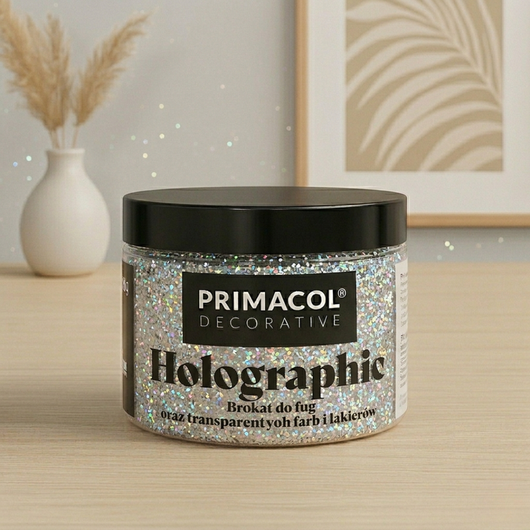 Wall with shimmering glitter paint finish created using Primacol glitter additive