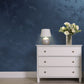 Silver Sand decorative paint in Navy Blue 40 shade with a wind-blown sand textured pearlescent finish on a wall