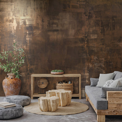 Metaliq decorative paint with an aged copper metal effect on a feature wall
