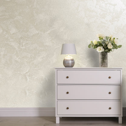 Silver Sand decorative paint in Blanca S1 shade with a wind-blown sand textured pearlescent finish on a wall