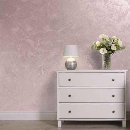 Silver Sand decorative paint in Claret 2 shade with a wind-blown sand textured pearlescent finish on a wall